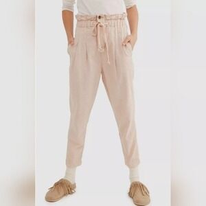 NWOT Free People Pink Adjustable Button Pleated Trouser Pants Size S